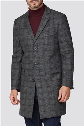 Grey with Khaki Overcheck Overcoat