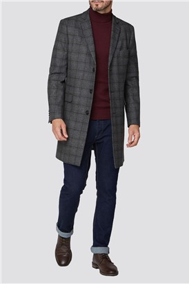 Grey with Khaki Overcheck Overcoat