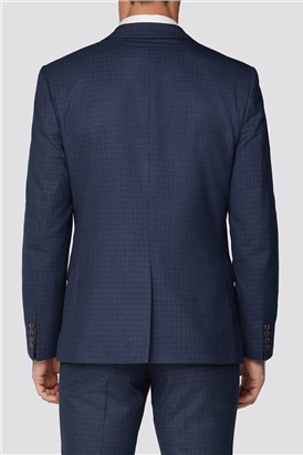 Navy With Tan Mini Check Slim Suit Trousers