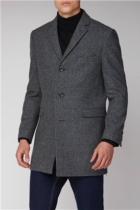  Grey Semi Plain Regular Fit Overcoat