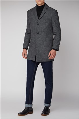  Grey Semi Plain Regular Fit Overcoat