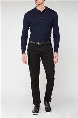  Black Rinse Wash Straight Fit Stretch Jeans