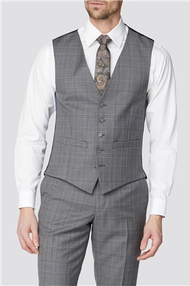 Regular Fit Grey Tonal Check Waistcoat