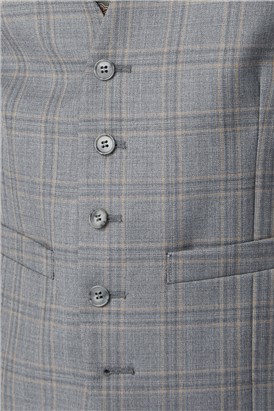 Regular Fit Grey Tonal Check Waistcoat