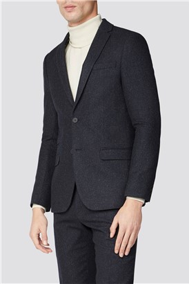  Charcoal Herringbone Slim Suit Jacket