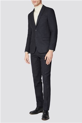  Charcoal Herringbone Slim Suit Jacket