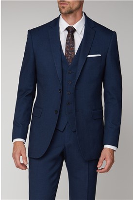  Navy Texture Regular Fit Suit Jacket