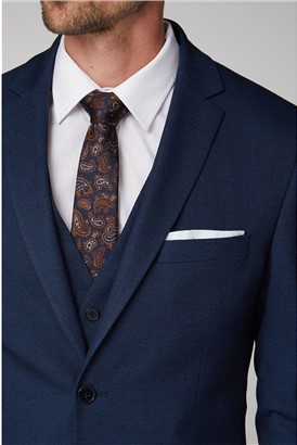  Navy Texture Regular Fit Suit Jacket