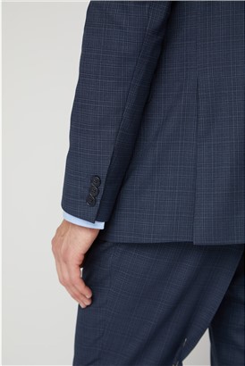  Navy Blue Broken Check Regular Fit Jacket