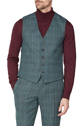  Green Heritage Check Tweed Waistcoat