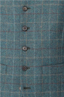  Green Heritage Check Tweed Waistcoat