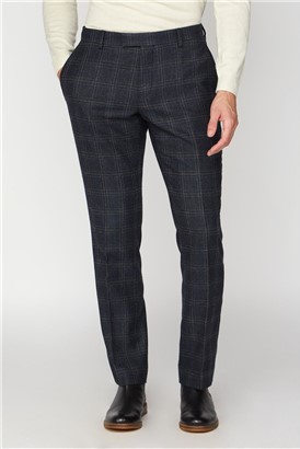  Navy Check Heritage Tweed Suit Trousers