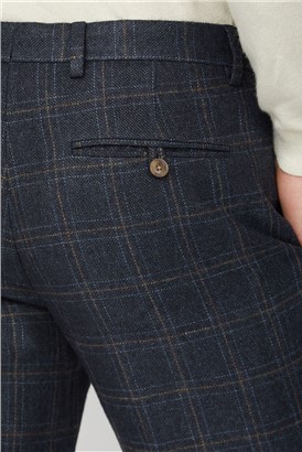  Navy Check Heritage Tweed Suit Trousers