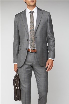  Grey Rust Check Regular Fit Suit Jacket