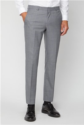  Grey Windowpane Check Tailored Fit Suit Trousers