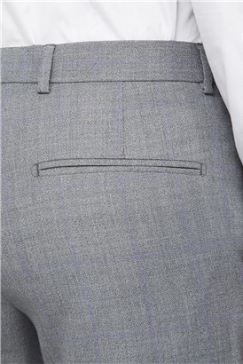  Grey Windowpane Check Tailored Fit Suit Trousers