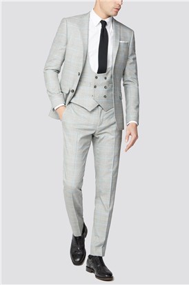  Grey Blue Check Suit Jacket