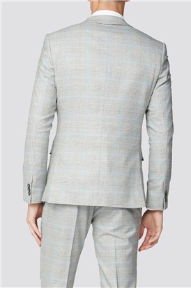  Grey Blue Check Suit Jacket