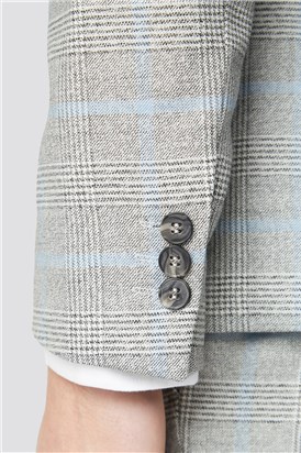  Grey Blue Check Suit Jacket