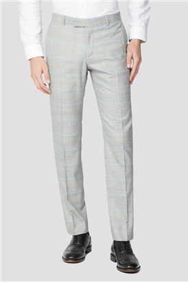  Grey Blue Checked Suit Trousers