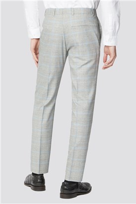  Grey Blue Checked Suit Trousers