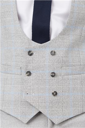  Grey and Blue Checked Waistcoat