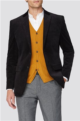 Racing Green Black Corduroy Tailored Fit Blazer Suit Direct