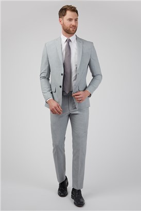 Occasions Slim Fit Light Grey Textured Suit Jacket