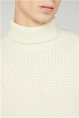  Ivory Textured Roll Neck Jumper