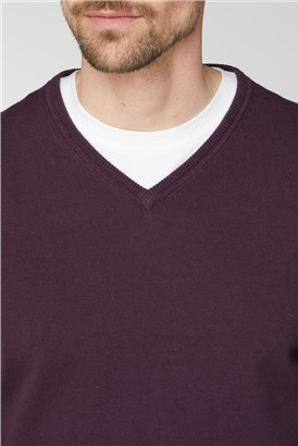  Plum V Neck Jumper