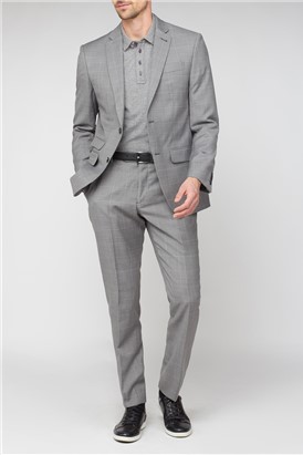 Classic Fit Light Grey Textured Check Suit Jacket