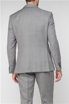 Classic Fit Light Grey Textured Check Suit Jacket