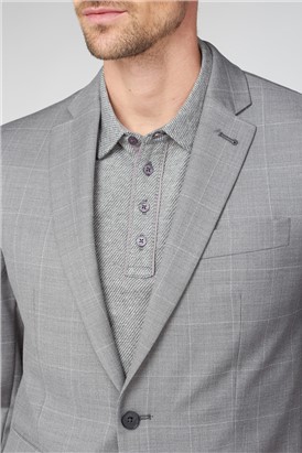 Classic Fit Light Grey Textured Check Suit Jacket