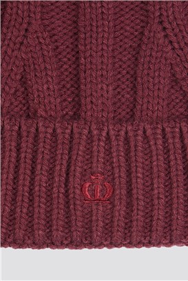  Burgundy Cable Knit Beanie