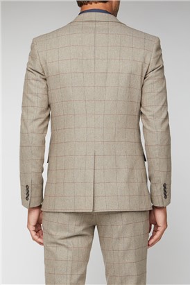  Oatmeal Herringbone Check Tweed Tailored Fit Suit