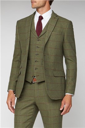  Green Heritage Check Tailored Fit Waistcoat