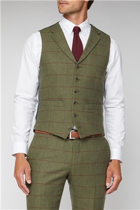  Green Heritage Check Tailored Fit Waistcoat