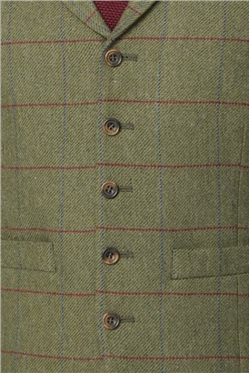  Green Heritage Check Tailored Fit Waistcoat