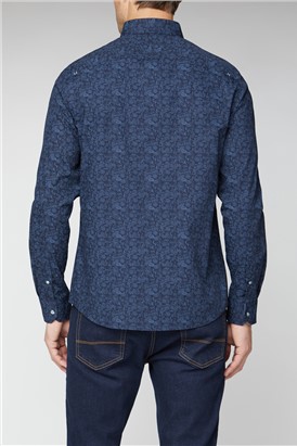  Casual Navy Tonal Floral Shirt