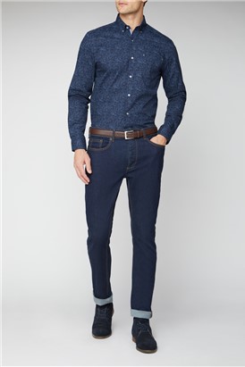  Casual Navy Tonal Floral Shirt