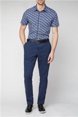  Stvdio Casual Navy Palm Print Shirt