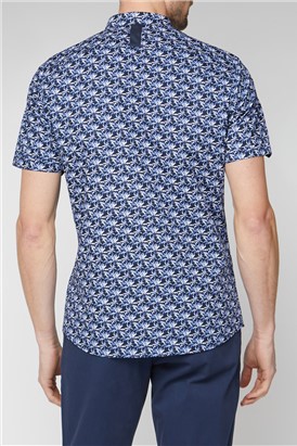  Stvdio Casual Navy Palm Print Shirt