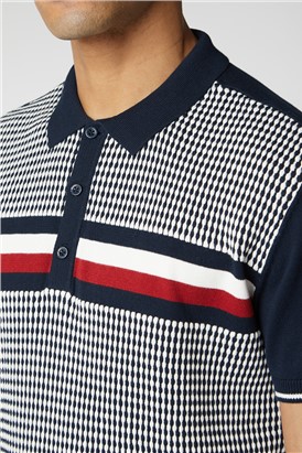  Stripe Chest Knitted Polo