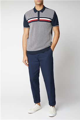  Stripe Chest Knitted Polo