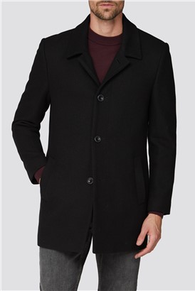  Black Melton Car Coat