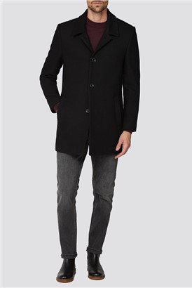  Black Melton Car Coat