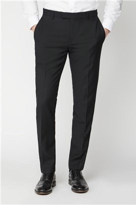  Black Textured Regular Fit Suit Trousers