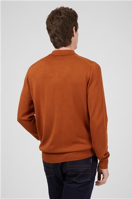  Caramel Long Sleeve Knitted Polo Shirt