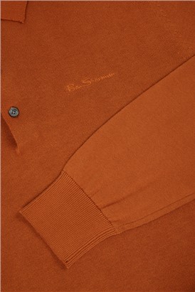  Caramel Long Sleeve Knitted Polo Shirt