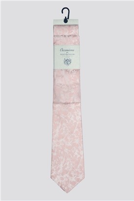  Dusky Pink Tonal Floral Tie & Hank Set